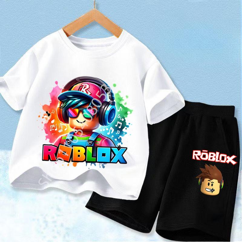 Patterned kids  T-shirt set, stylish green matching for both boys and girls 100