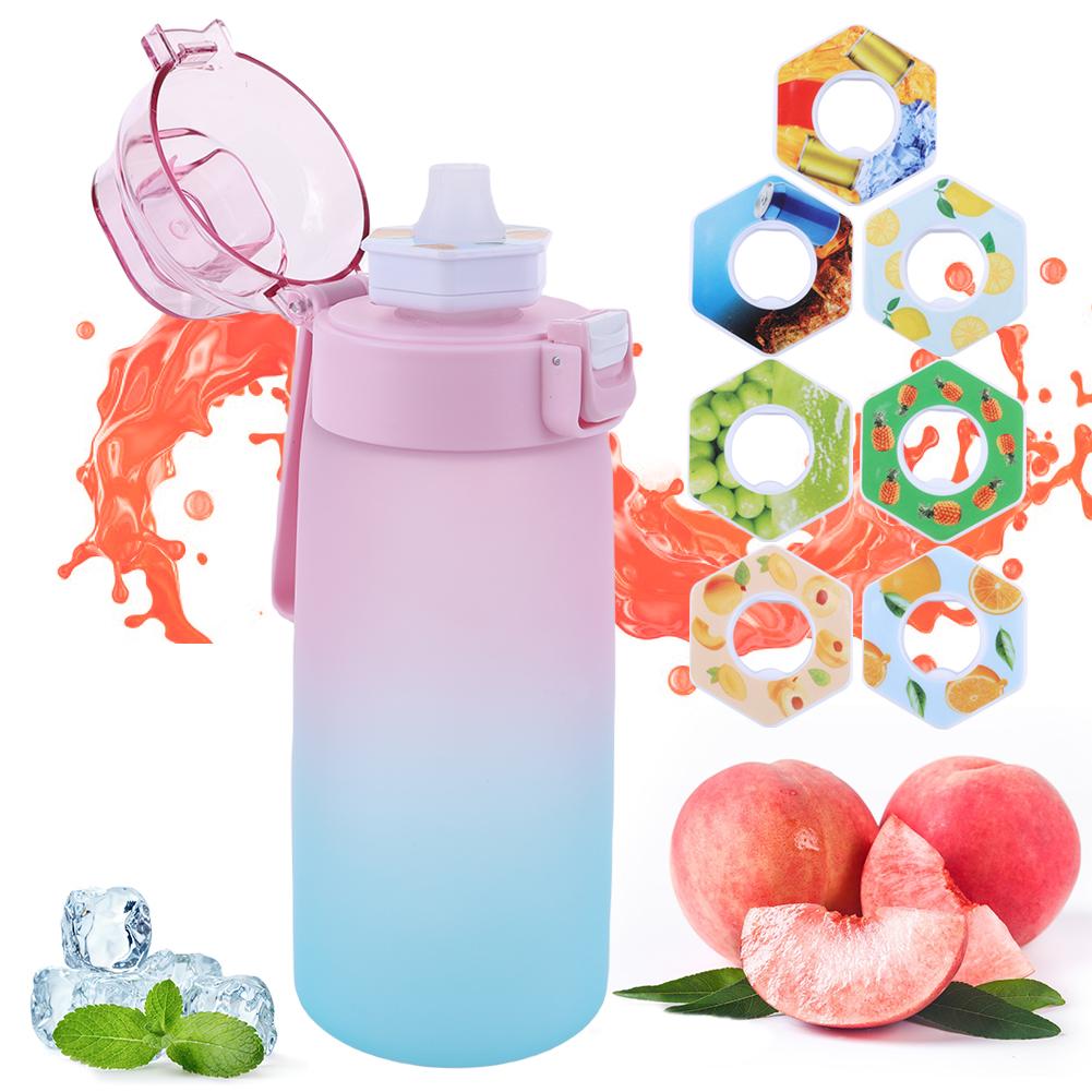 600ML Air Water Bottle Drinking Cup Scent Water Cup Tritan with 7 Flavour Pods Fruit Fragrance Water Bottle  for Outdoor Sports