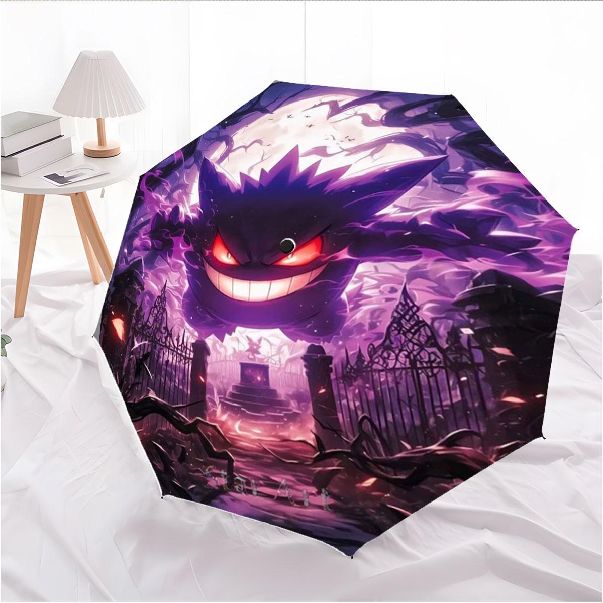 Pokemon Gengar Umbrella Anti-UV Sun Protection Windproof Folding Umbrella for Daily Life