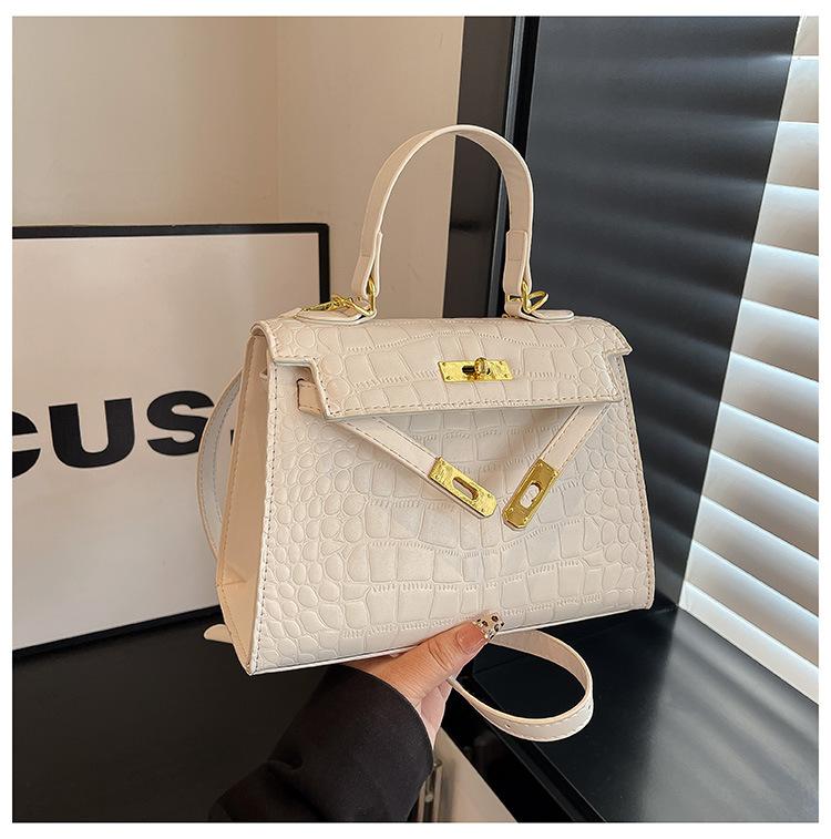 

Fashion texture design 2025 new Kelly bag messenger bag female crocodile pattern shoulder bag portable small square bag