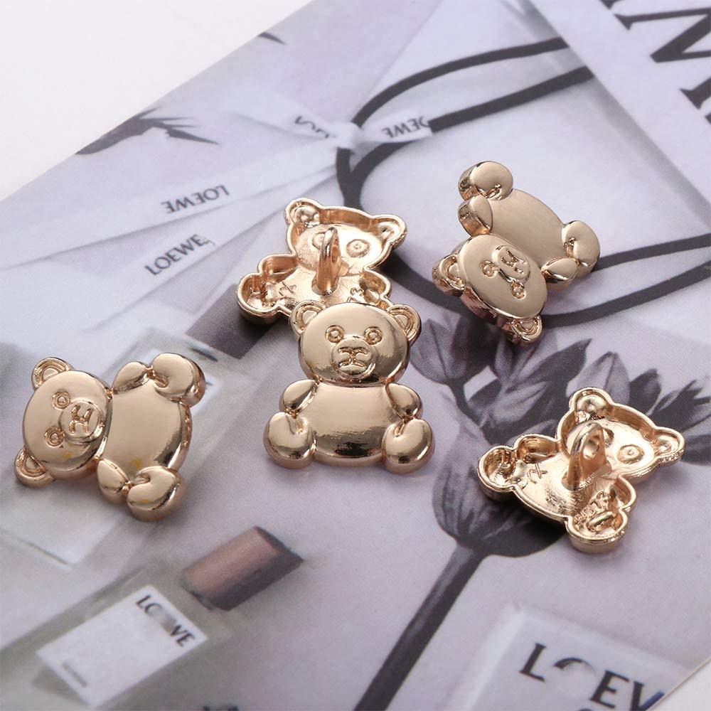 Creative Cute Gold Bear Shape Animal Style Sewing Buttons Clothes Accessories Button Decor DIY