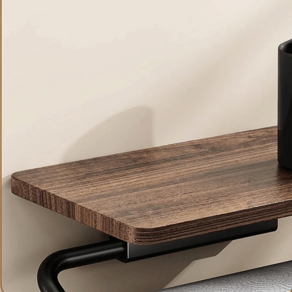 Wall Mounted Toilet Paper Holder Walnut Wood Grain Paper Towel Holder Storage Shelf Hotel Room