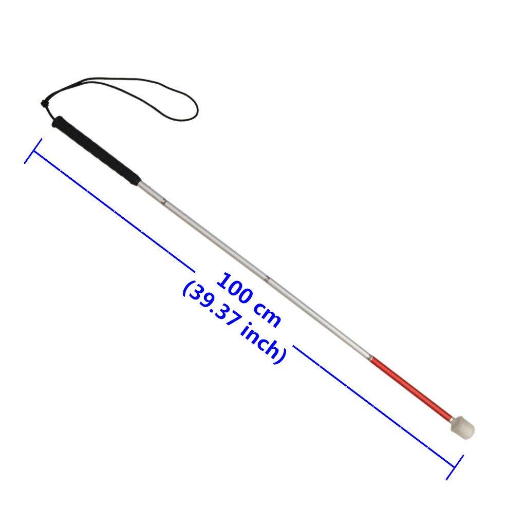 Folding four-section aluminum white cane for the blind, 100cm, for children