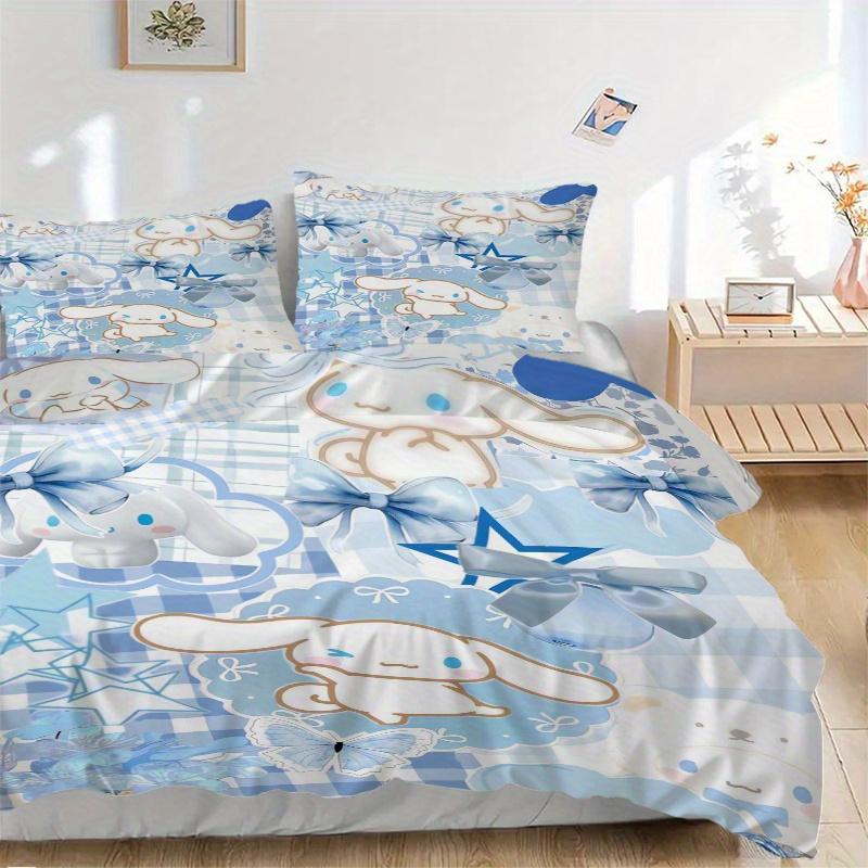 

3pcs Sanrio Cinnamoroll Design Printed Bedding Set, Soft and Comfortable Quilt Cover for Bedroom, Guest Room (1 Duvet Cover + 2 Pillowcases, 135x200cm