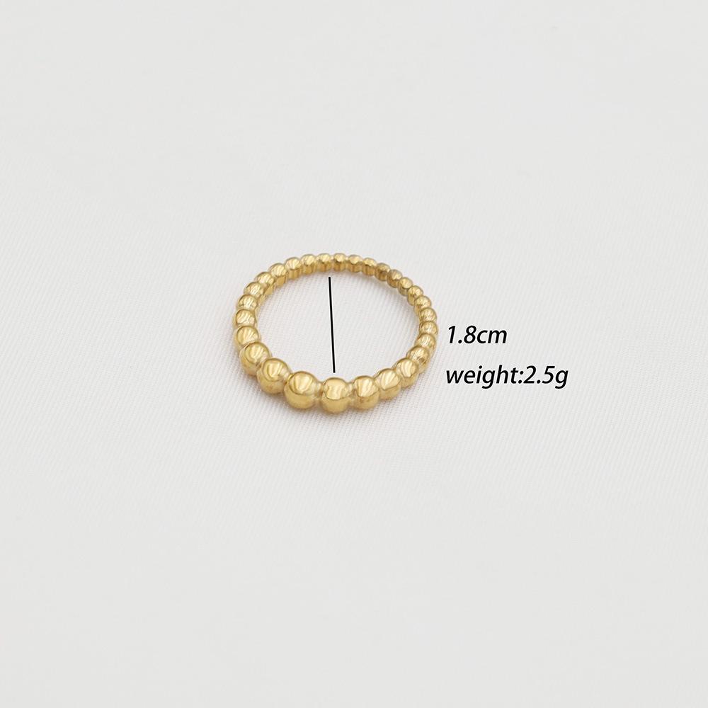

French Retro 18K Small Plain Ring Round Bead Ring Women S Non-Fading Ring Niche High-End Light Luxury Joint Ring No. 8