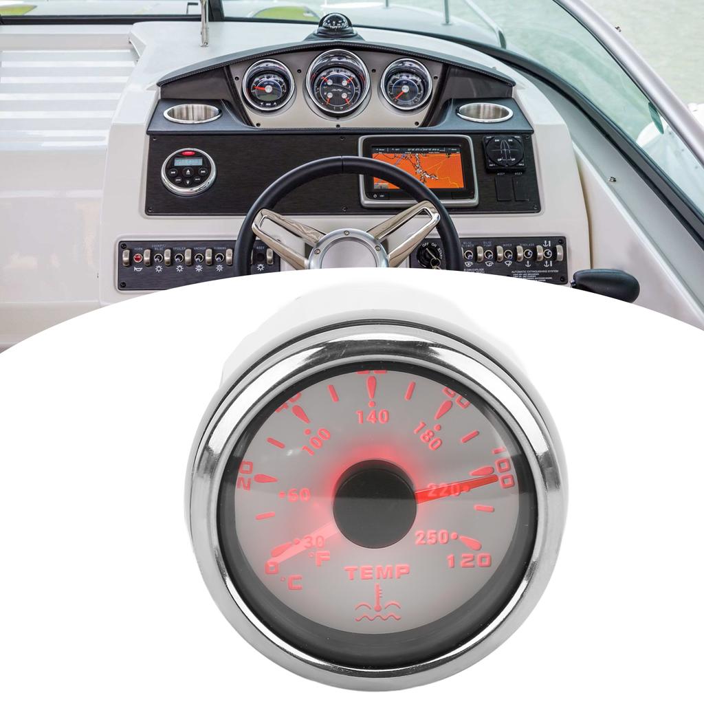 52mm Water Temperature Gauge 7 Colors Backlight IP67 Waterproof 1600‑22 Ohm  Pointer Indication Meter for Boats RVs