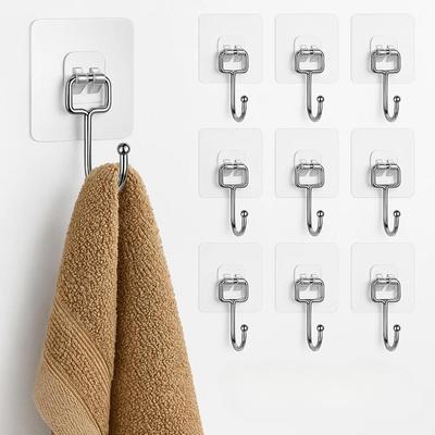Transparente Wandhaken in großer Größe zum Aufhängen – Hochbelastbare Klebehaken aus Edelstahl für Bad, Küche, Handtuch, Utensilien & Schlüssel – Wasserdicht