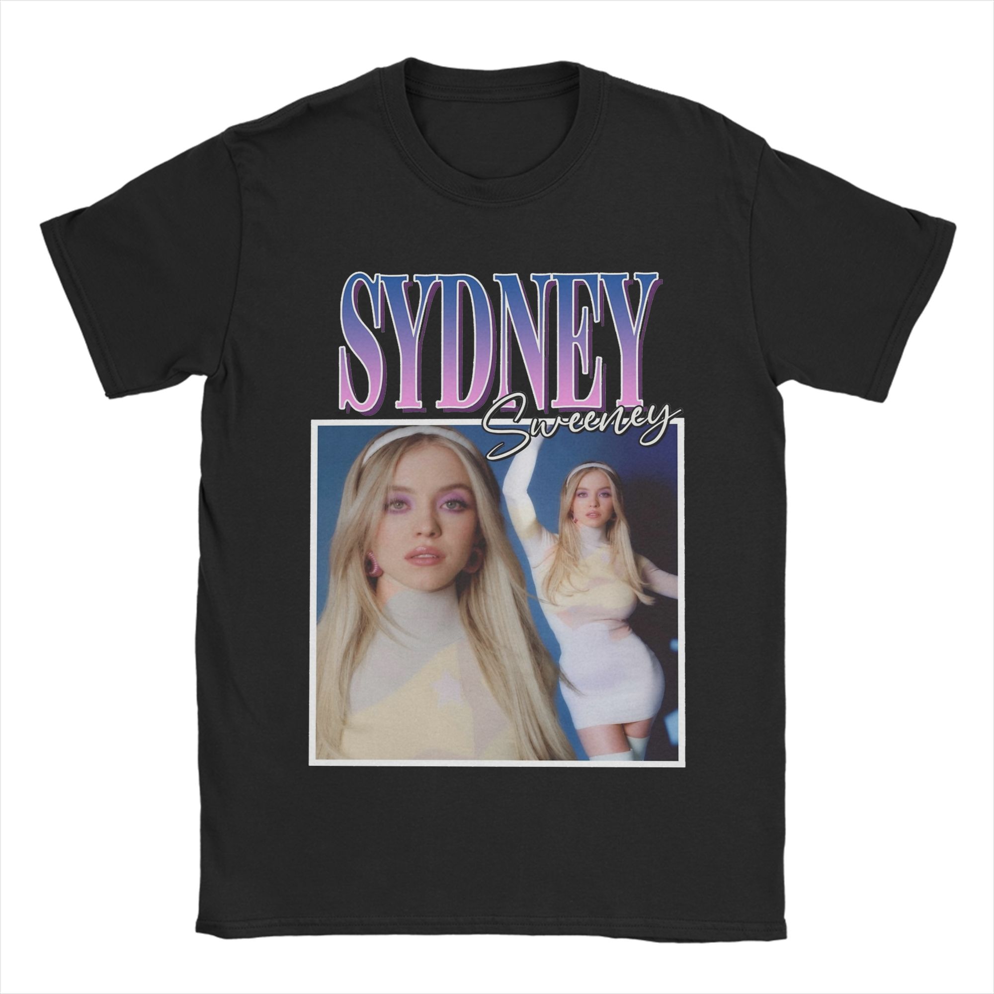

Sydney Sweeney T Shirts Unisex Pure Cotton Leisure TShirts Crew Neck Tees Short Sleeve Tops Birthday Present L