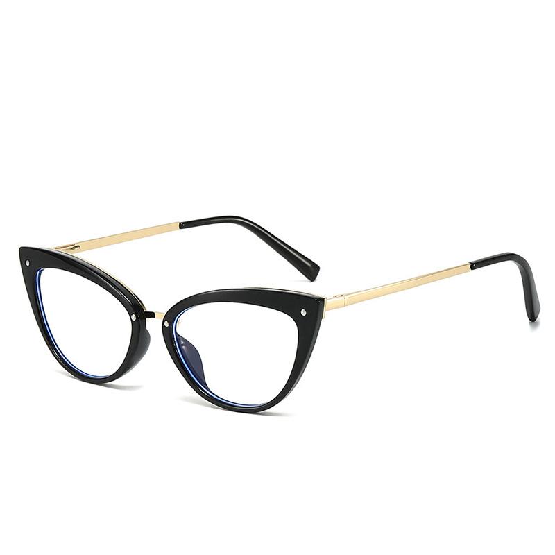 Retro Trend Cat'S Eye Fashion Anti-Blue Light Glasses Small Fragrance Style Plain Face Thin High Value Flat Mirror