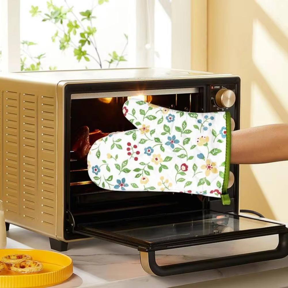 

2pcs Non-slip Oven Glove Japanese Flowers Microwave Gloves Thicken Gloves Baking