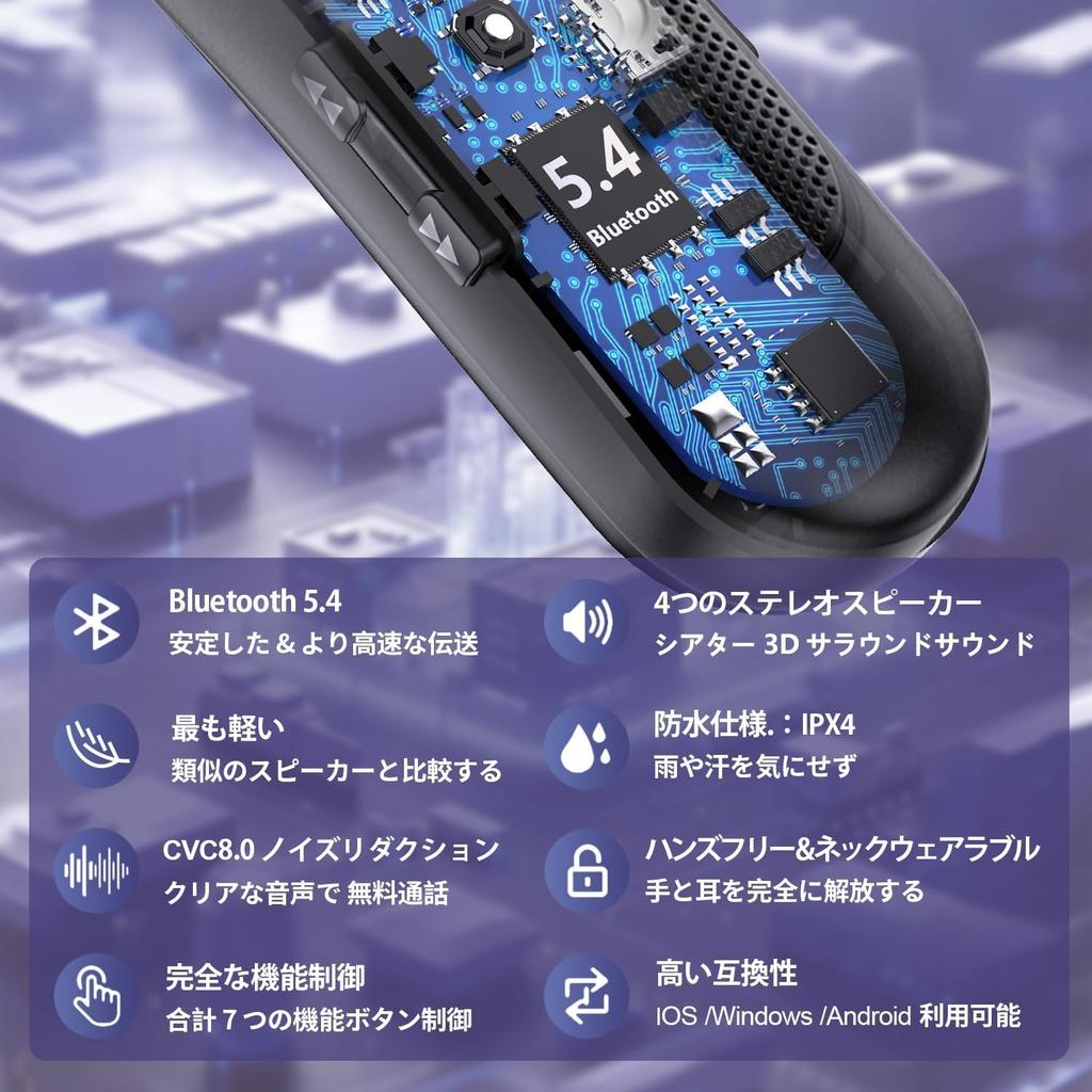 Neck Speaker Bluetooth Portable Wireless Simultaneous 15 Hours Continuous Perfect for Working from and Outdoors [New Ultra-Lightweight Design] 5.4