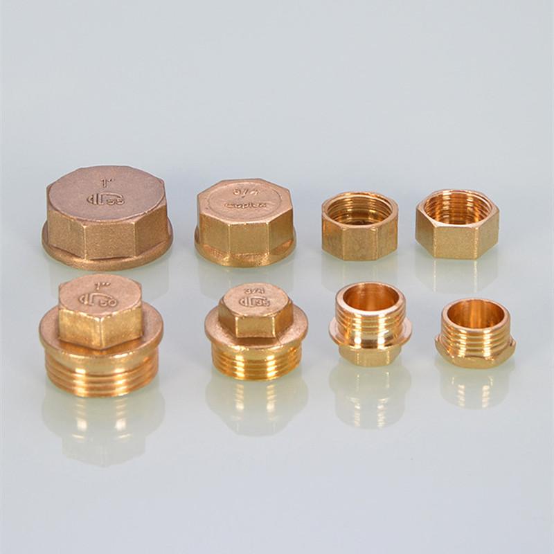 1/2 3/4" 1 Inch Male Female Thread Brass Pipe Hex Head End Cap Plug Fitting Quick Connector Ght  Brass Universal Faucet Adapter