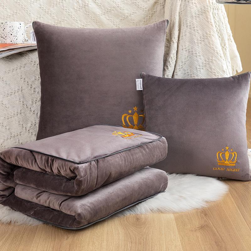 Modern Minimalist Double-Sided Embroidered Fleece Baby Throw Pillow Blanket 