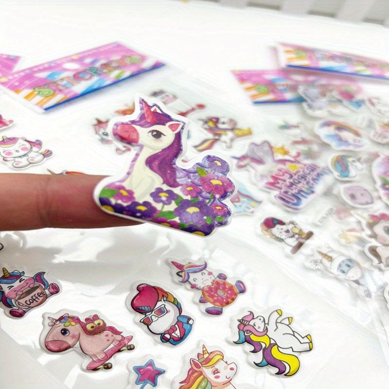8sheets/pack Cute Unicorn 3D Bubble- stickers suitable for scrapbooks, and DIY scenes using, reward gifts, birthday gift sticker