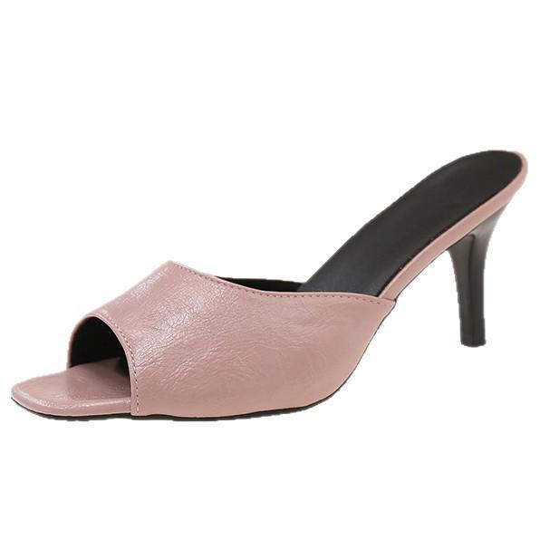 Shoes high heel outer wear new small 2025 pink niche sandals temperament fashionable summer cool slippers