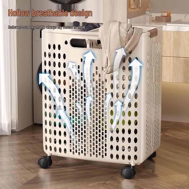 Extra Large Foldable Laundry Basket with Wheels - High Capacity, Movable & Durable