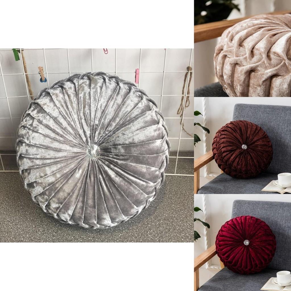 Luxurious Round Velvet Pumpkin Cushion With Charming Pleated Design And Soft Touch