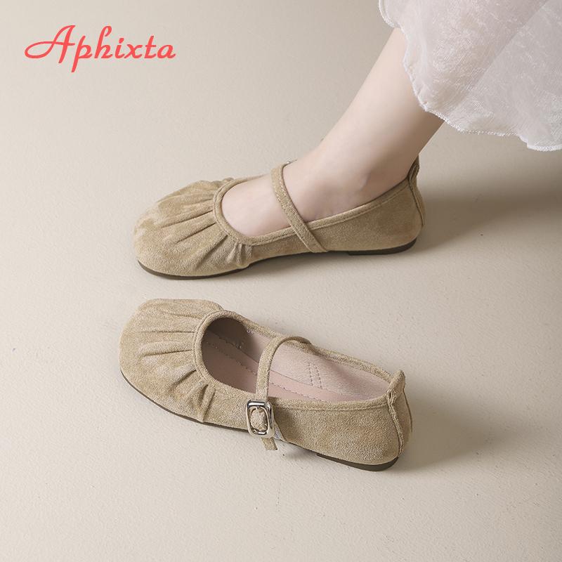 LazySeal Flat With Women Loafers Cow Suede Soft Flats Woman Casual Shoes Yellow Pleated Loafers Comfortable Footwear Big Size 43