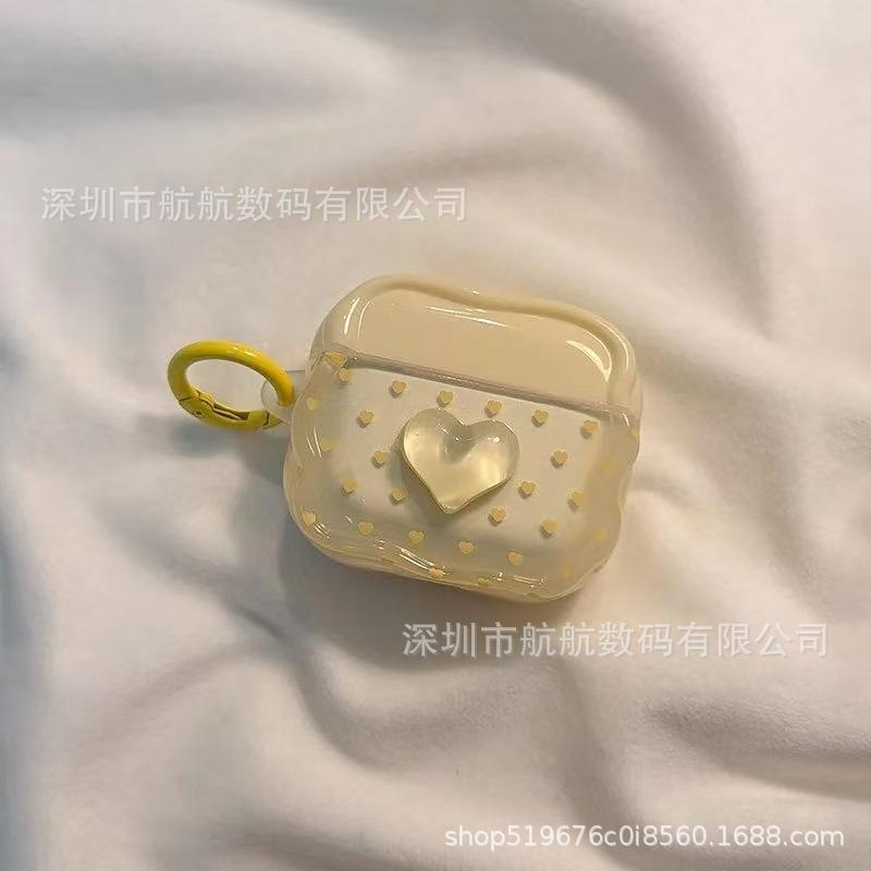 Milk yellow milk green polka dot three-dimensional love is suitable for AirPods1 protective case, new Pro1 Apple earphone case pro1.