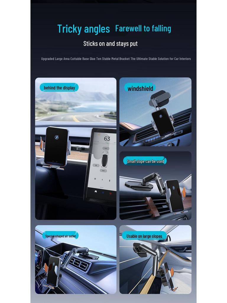 Wireless Charging Car Mount with Auto-Clamp for Mobile Phones