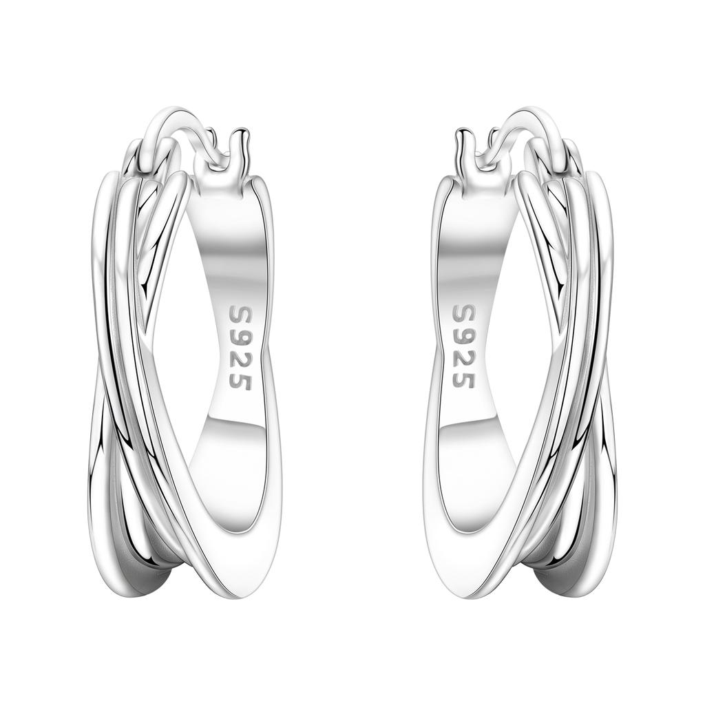 925 Silver Retro Grass Pattern Earrings Jewelry Versatile Hoop Earrings For Women Jewelry Birthday Party Fine Gifts
