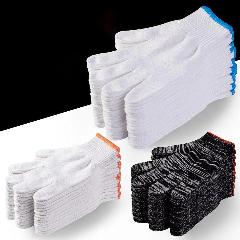 Weiße Baumwollgarn Anti-Rutsch Arbeitshandschuhe - Verschleißfest, Verdickt für Arbeitsschutz im Bauwesen und in der Autoreparatur