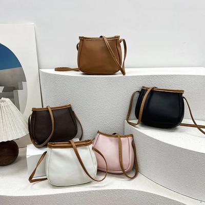 Bolsa de ombro feminina de couro sintético macio bolsa de ombro pequena bolsa de ombro ...