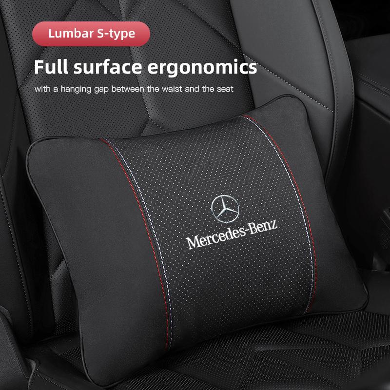 Suede Fabric Car Seat Headrest Lumbar Support Pillow For Mercedes Benz AMG E S C A B Class GLE GLS CLA CLE GLC CLS GLA QJ1