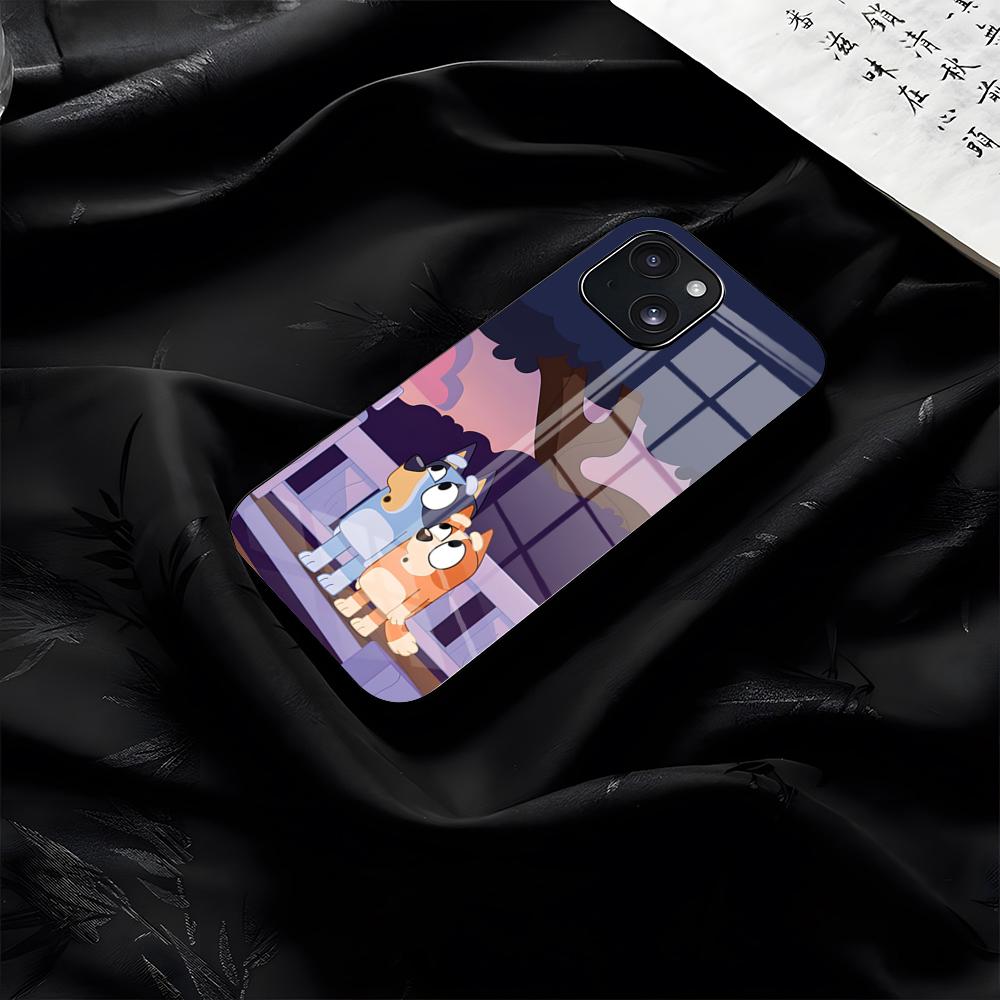 B-Bluey-es CARtoon Phone Case For IPhone 17 Pro Max 16 15 14 Pro Max 13 11 Plus Glass Cover