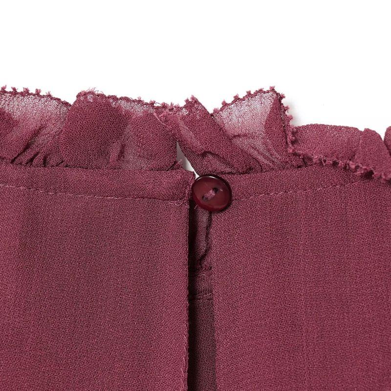 Kaslead New Women Clothes Western Style Fashion Frill Decoration Chiffon Shirts 1304737