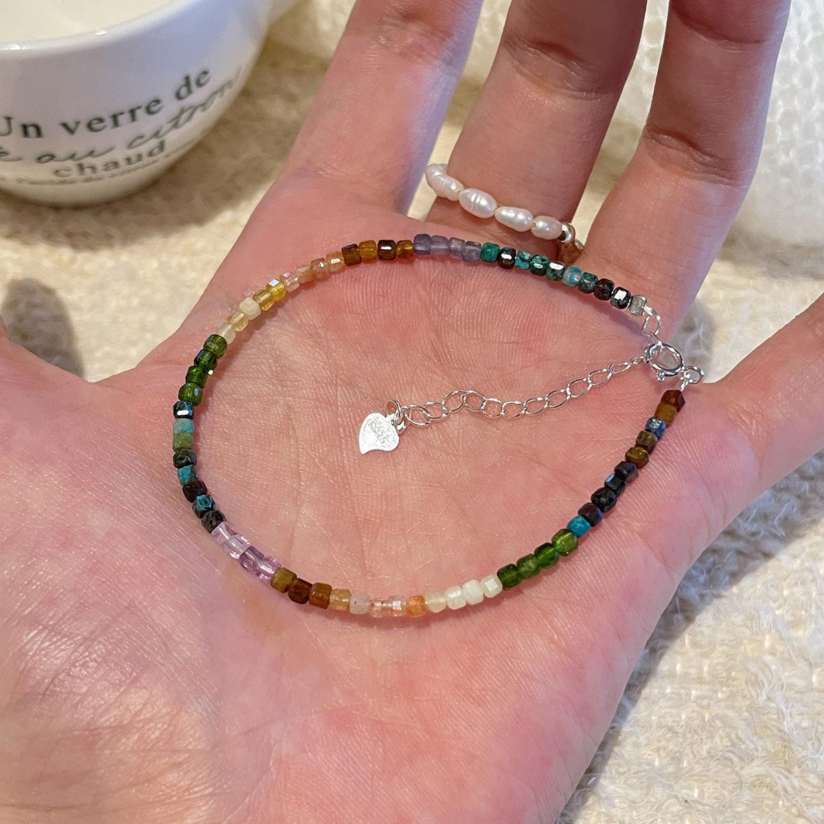 

Новый китайский стиль старинный радужный браслет с постепенным изменением цвета из натурального турмалина изысканный нишевый браслет с бантом из стерлингового серебра 925 silver