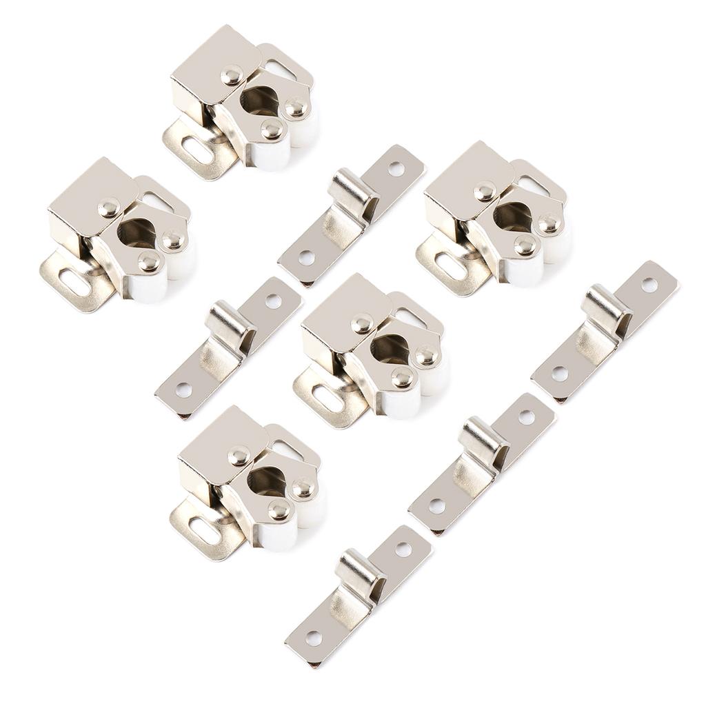 5pcs Door CatchesDouble Roller Closet Catch with Screws Durable Cupboard Cabinet Door Catches for Home Furniture Durable
