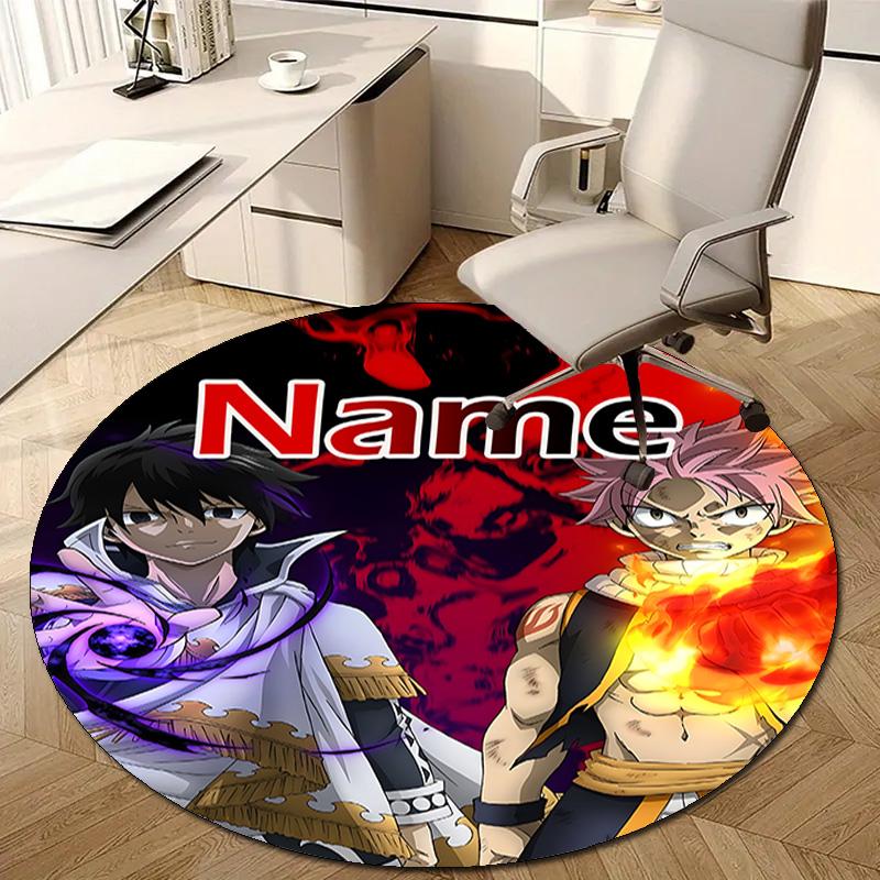 Personalized F-Fairy Tail Round Chair Office Rug - Perfect for Mat, Office Chair & More - Ideal Gift for Birthdays and Holidays