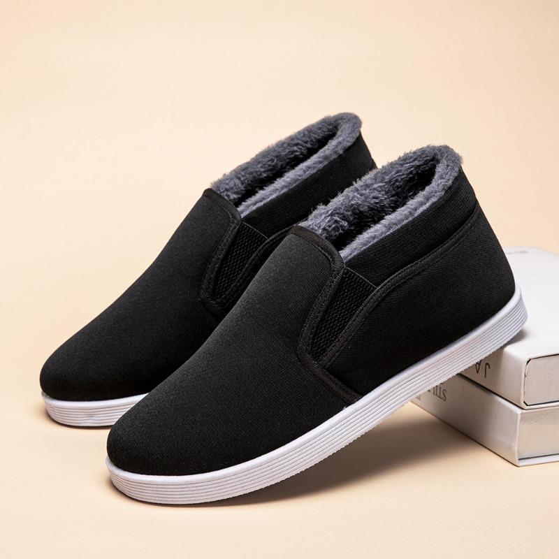 Winter New Old Beijing Cloth Shoes Men's Velvet Thickened Dad Cotton Shoes Medium and Old Men's Warm Big Cotton Shoes