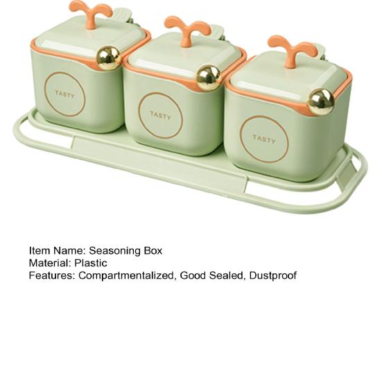 1 Set Seasoning Box Large Capacity Good Sealing Dust-proof Salt Spice Storage Box Home Supply