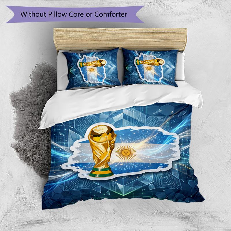 Set Biancheria da Letto Stampata Calcio Argentina 3 Pezzi Copriletto Traspirante Accogliente come Regalo per Inaugurazione Casa o Festa