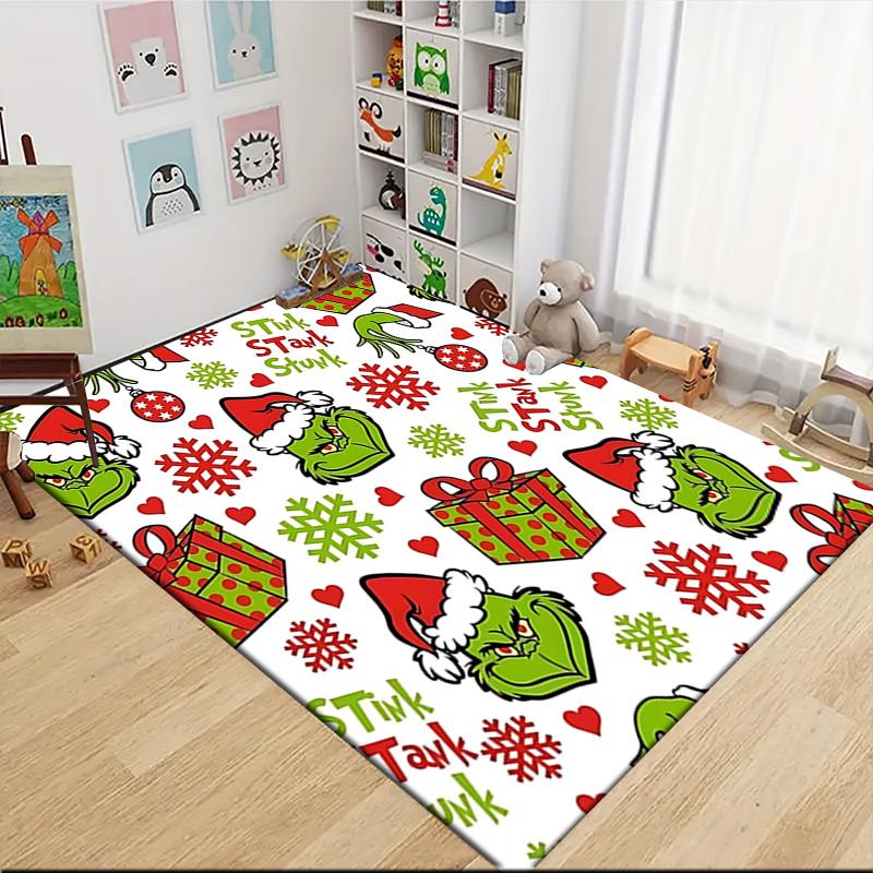 Christmas Grinch Carpet Rug Soft Washable Antislip Home Living Room Sofa Mats Personalized Christmas Rug