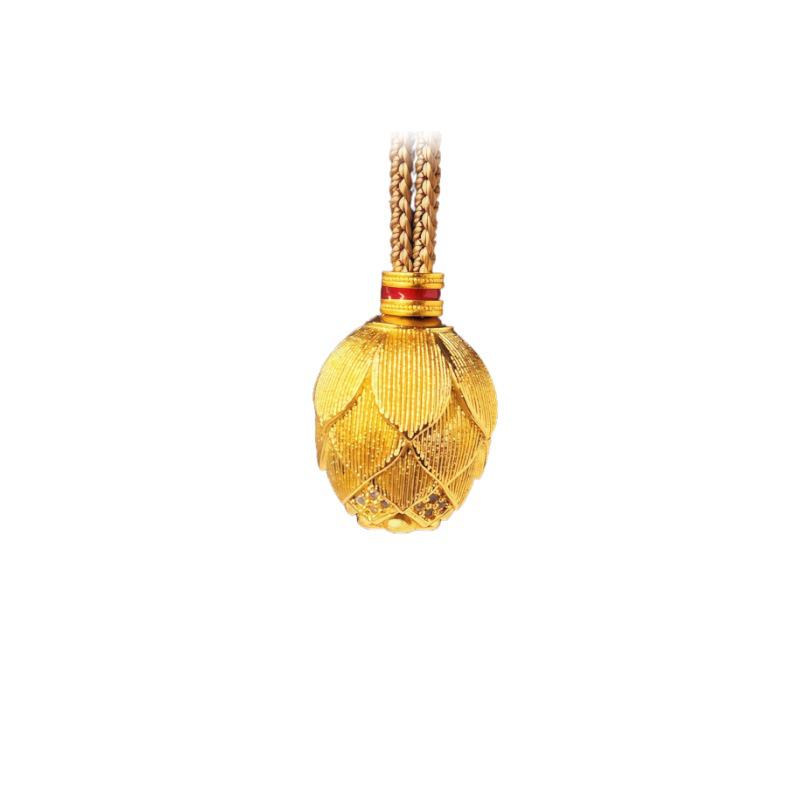 Gold-Plated Lotus Pod Pendant Necklace with Diamond Accents - Women's National Style