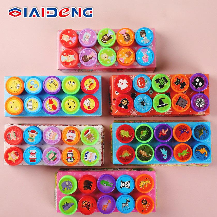 Creative Fun Animal Stamp Set for Kids - Valentine's & Christmas Themes (10 Boxes)