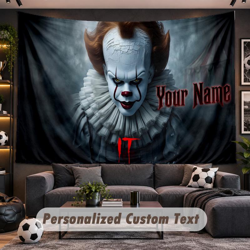 IT Pennywise Personalized Tapestry Support Custom Name, Wall Art Home Decoration