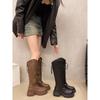 Thick-soled heightening boots women's new lace-up knee-length rider boots high-top slimming temperament boots for women in the fall of 2025