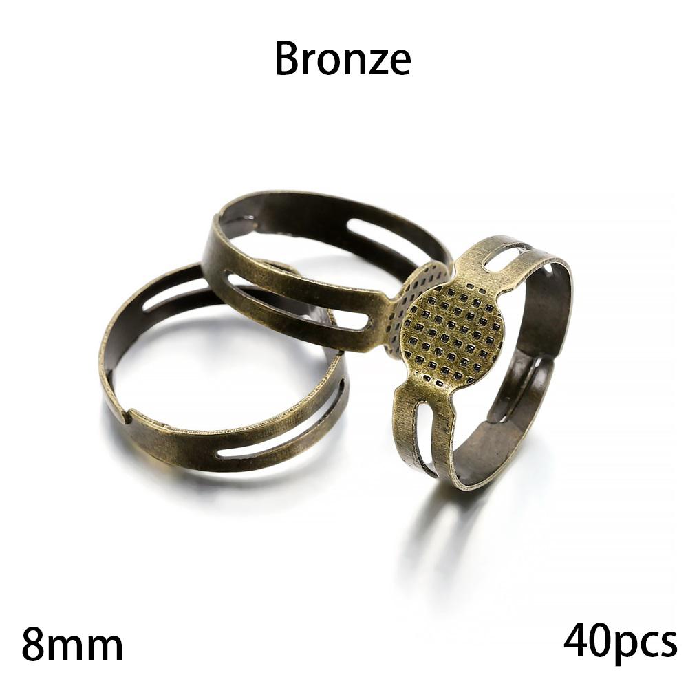20-40Pcs/lot 7-10mm Metal Adjustable Blank Rings Setting For DIY Handmade Ring Jewelry Making Finding Supplies Accessories