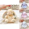 Rabbit Sitting Plush Keychain With Embroidered Flowers For Cute Collectible Gift