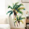 Fake Window Wall Sticker Summer Beach Ocean Coconut Tree Landscape Decal Stick And Peel Natural Seascape Scene Mural