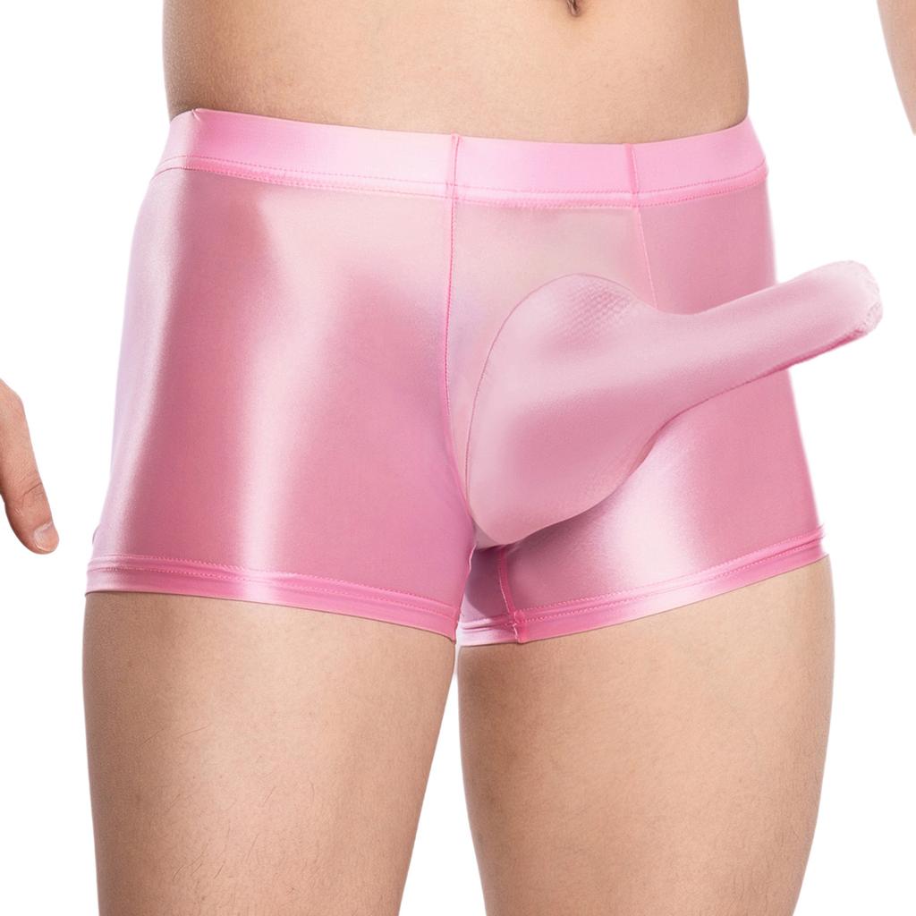 Herren Glänzende Atmungsaktive Unterwäsche Niedrige Leibhöhe Scheide Beutel Elastischer Bund Slips Bade-Schlaf-Shorts