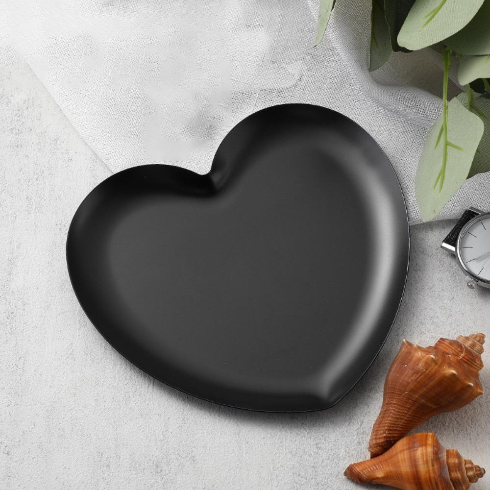 Premium Stainless Steel Heart-shaped Tray Cute Design Cute Ring Metal Tray Multi-Functional Creative Spoon Rest Household