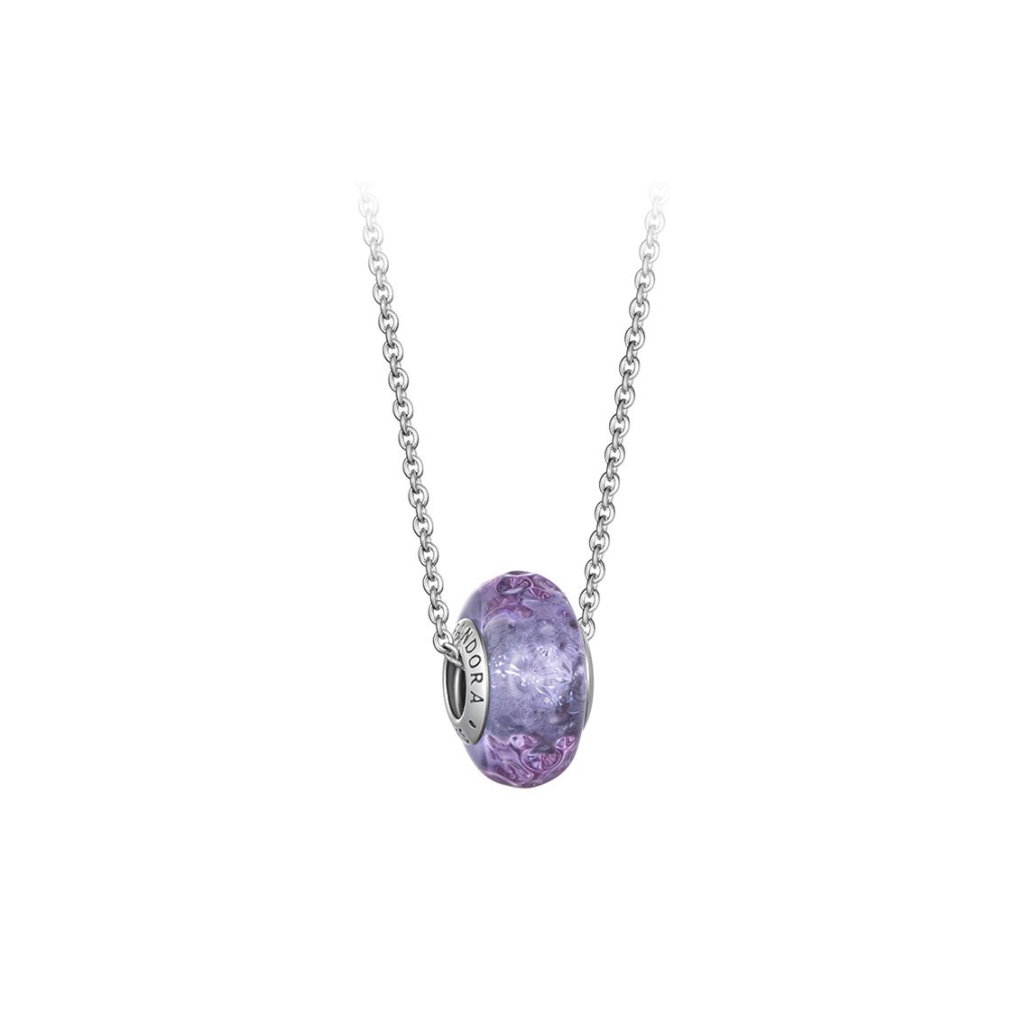 Pandora Lavender Glass Pendant Necklace Women necklace Purple ZT-0319 Box,F,Purple