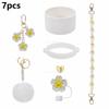 7Pcs /1Set for Cup Including Flower Straw Cover Cap for Straws Pom Chain and Silicone Boot for Cup Accessories