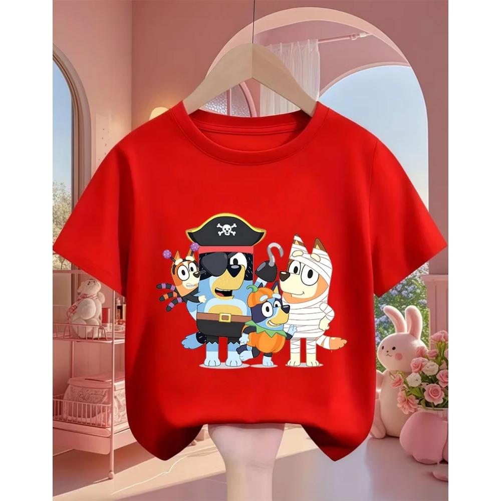 

Kids Outdoor Casual T Shirt Bluey Cute Cartoon Print Boys Girls Summer Street Fashion Outfit 3-14Y 110