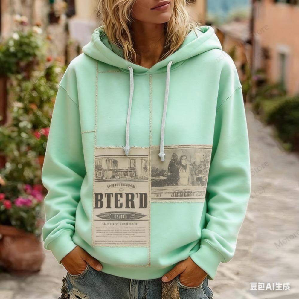 Women's Hoodie Fashion Vintage Floral Print Women Casual European American Style Hoodie Sweatshirt Women Clothes Top